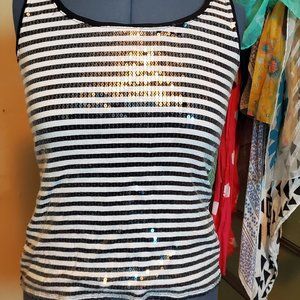 Black and white sequin top